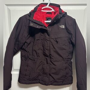 The North Face Dark Brown Jacket with Red Interior